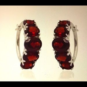 Garnet Hoop Earrings.  NWT